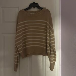 Stripped tan and white sweater